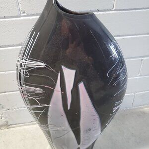 Majestic Etched Heavy Art Glass Vase (Signed)
